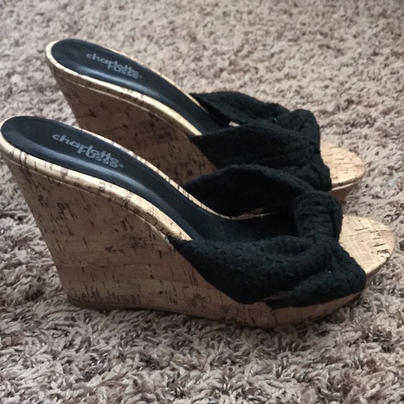 Charlotte Russe, black woven wedges. Size 7. Brand new. Never worn. - Picture 2 of 2